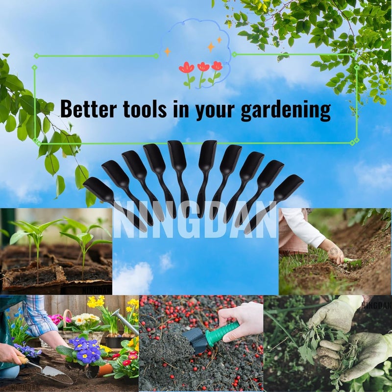 NINGDAN 10Pcs Mini Shovel,Plastic Mini Gardening Shovel Spoons Soil Scoops,Cultivation Digging Transplanting Tools for Succulents Potted Flowers,Milk Powder/Coffee Beans Scoops (All Black) - Image 2